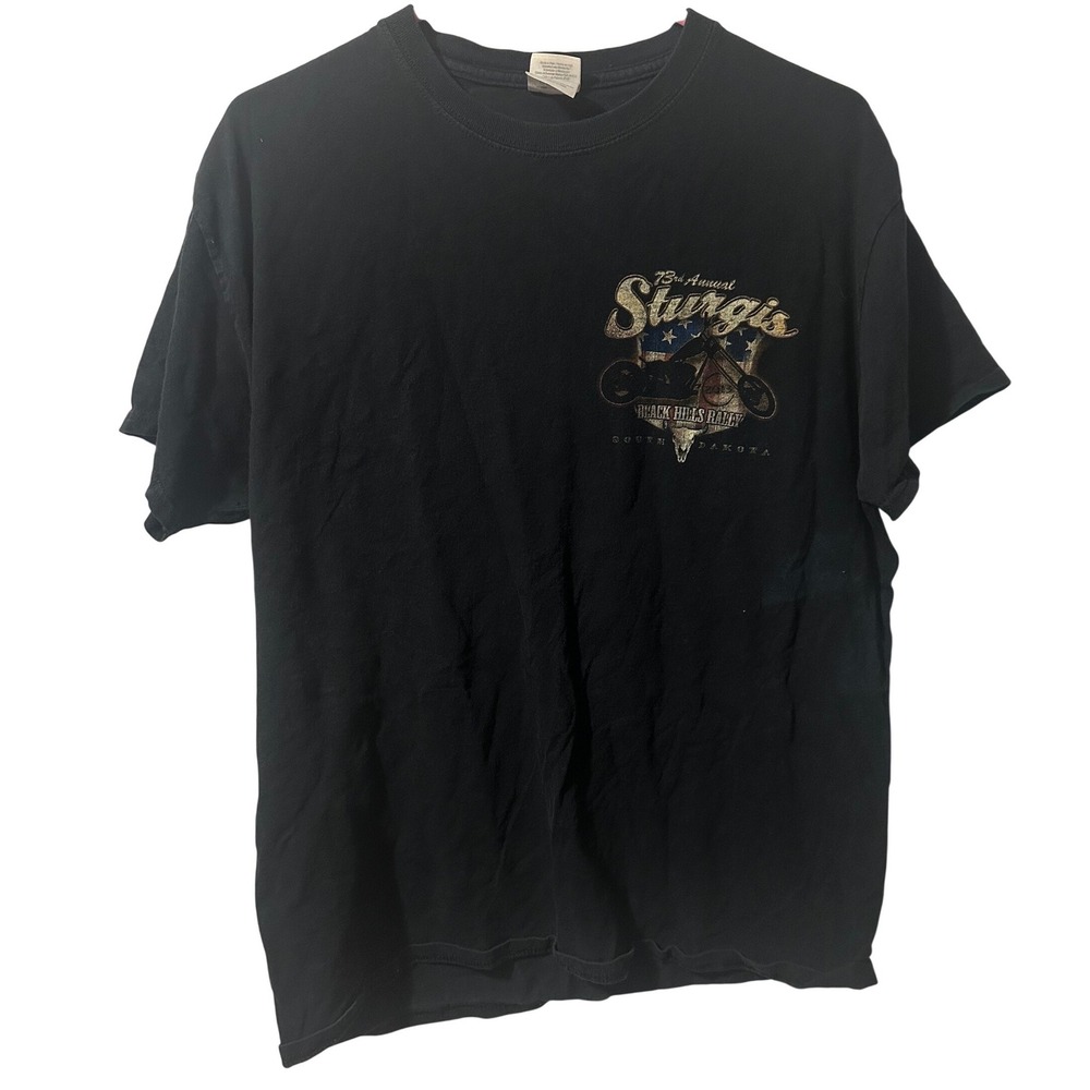 Gildan Mens 73rd Annual Sturgis Black Hills Rally 2013 Graphic T-Shirt Black L - Picture 4 of 4